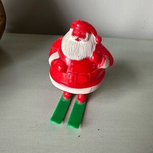 Vintage Rosbro candy holder Santa Claus on skis Christmas
